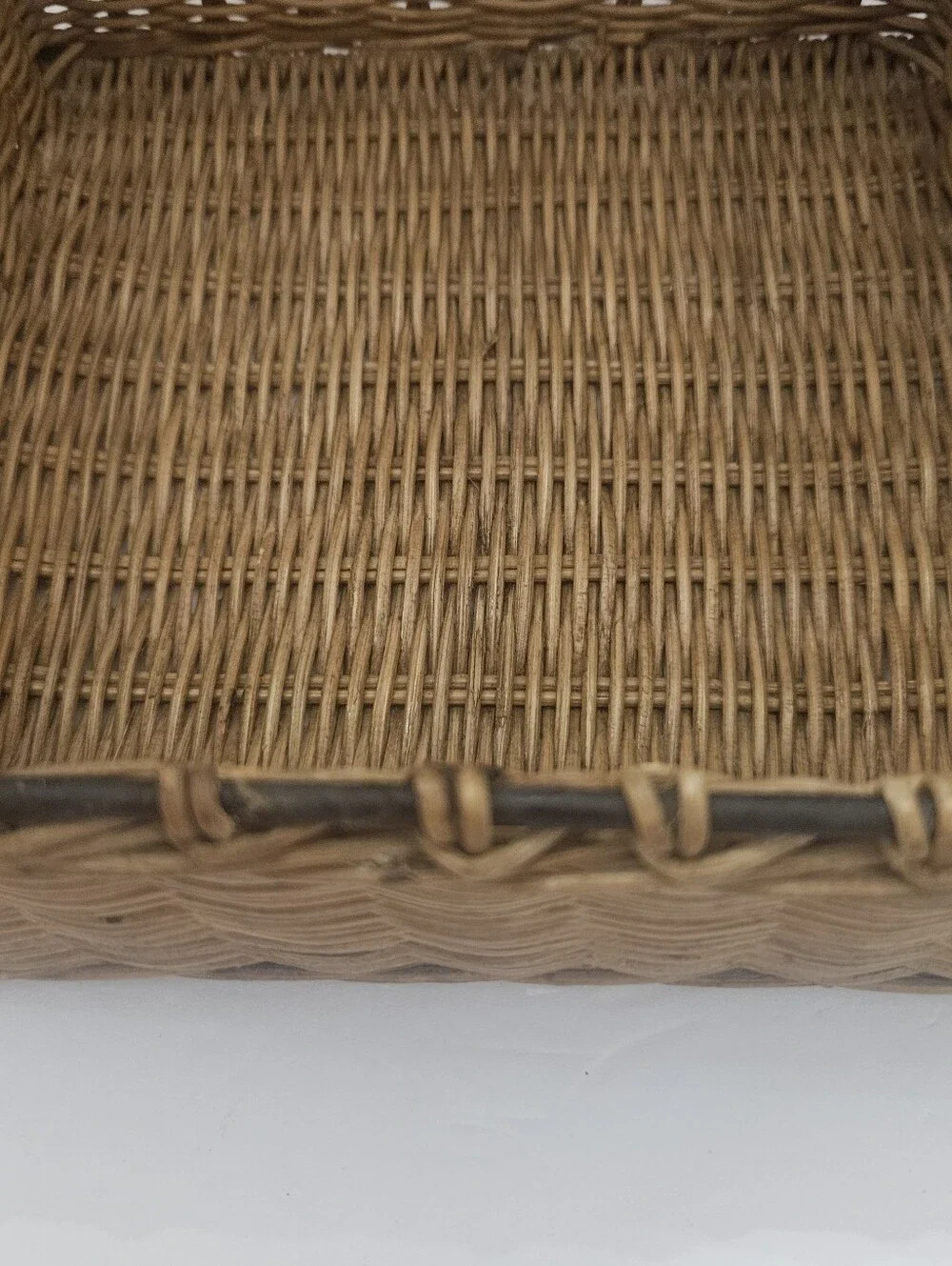 Vintage Wicker Napkin Holder Basket | 8x8 Square Boho Storage Caddy